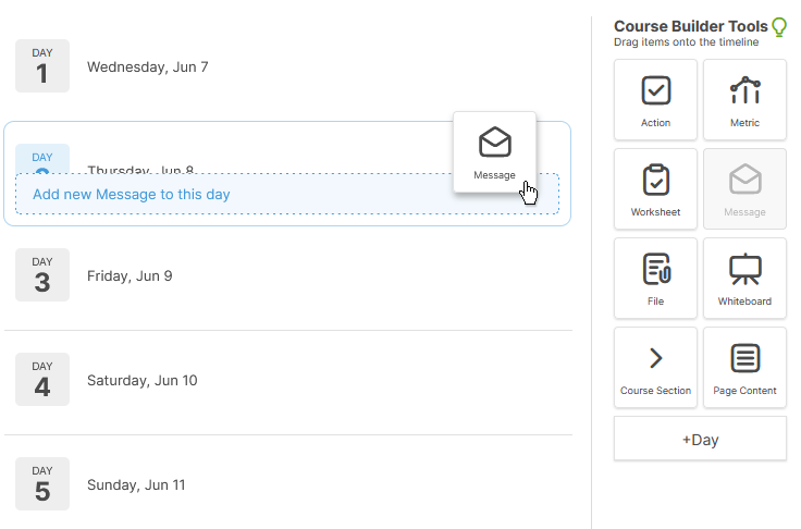 Course timeline builder.  Drag and drop.